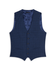 Men | Check Waistcoat | Navy