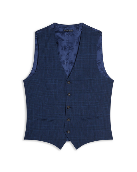 Men | Check Waistcoat | Navy
