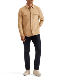 Men | Long Sleeve Splittable Wool Shirt | Pale Brown