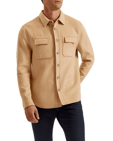 Men | Long Sleeve Splittable Wool Shirt | Pale Brown
