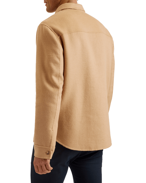 Men | Long Sleeve Splittable Wool Shirt | Pale Brown