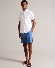 Men | Short Sleeve Linen Shirt | White Multi (V2)