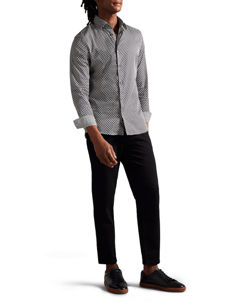 Men | Laceby Long Sleeve Geo Printed Shirt | Black