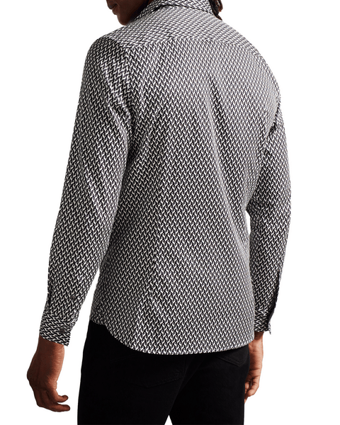 Men | Laceby Long Sleeve Geo Printed Shirt | Black