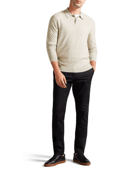 Men | Morar Long Sleeve T Stitch Knitted Polo | Rust Copper