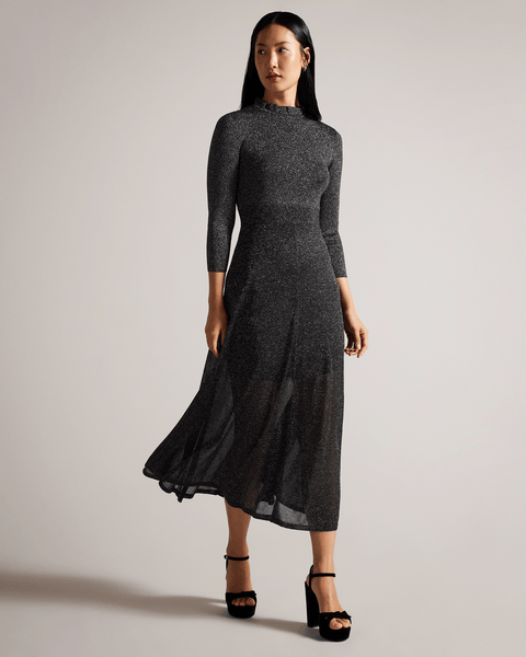 Women | Kannie Cn Mtlc Knit Midi Dress | Black