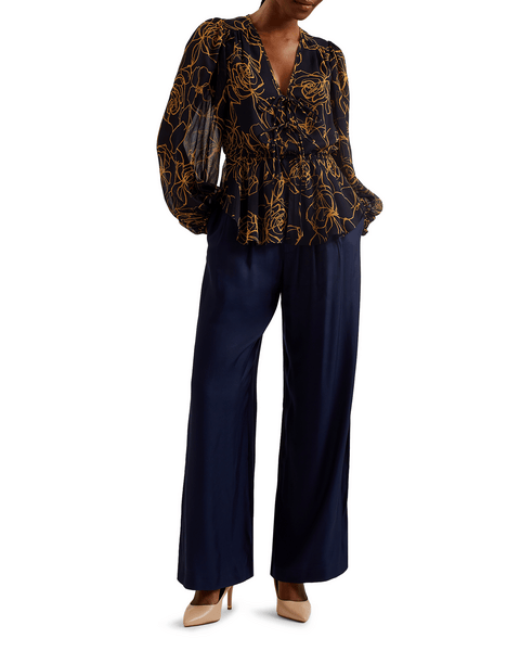 Women | Tie Front Blouse | Navy