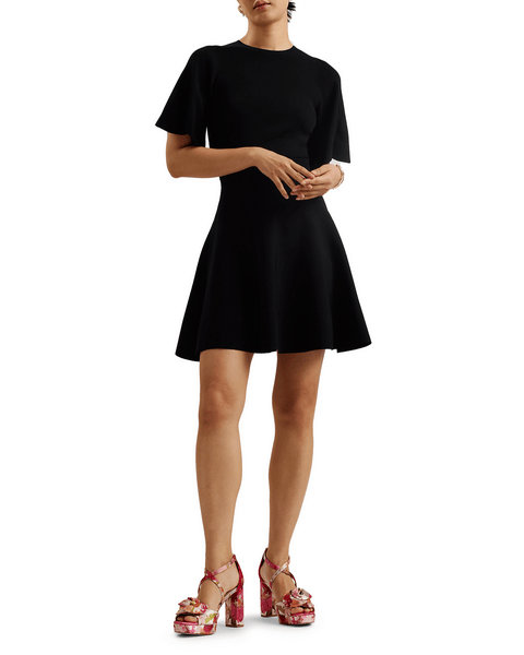 Women | Rib Engineered Skater Dre | Black