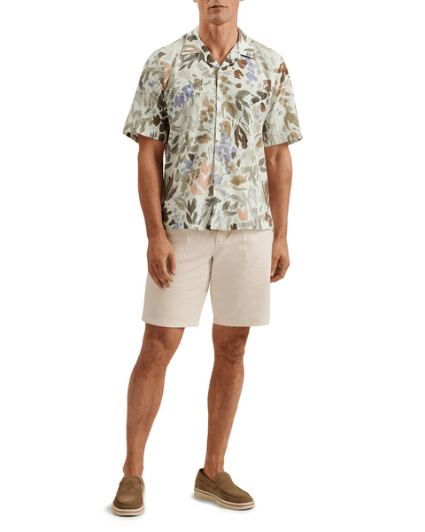 Men | Short Sleeve Floral Shirt | Stone
