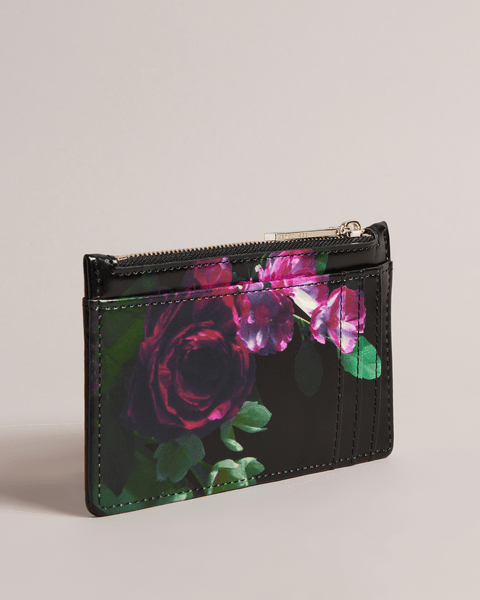 Women | Floral Printed Card Holde | Black