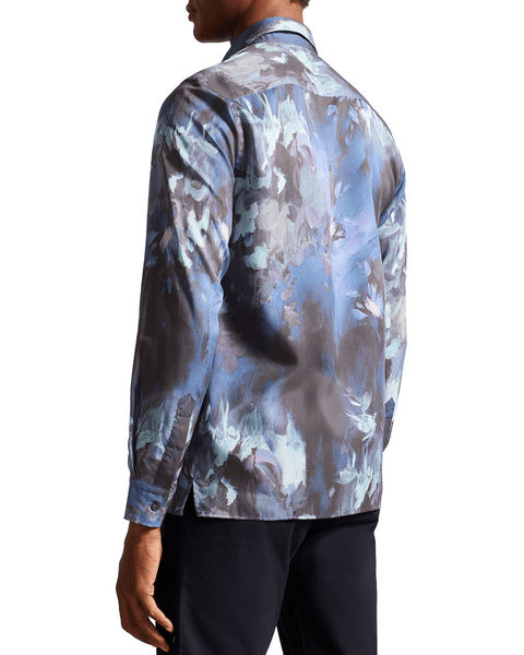 Men | Long Sleeve Abstract Painted Flora | Navy