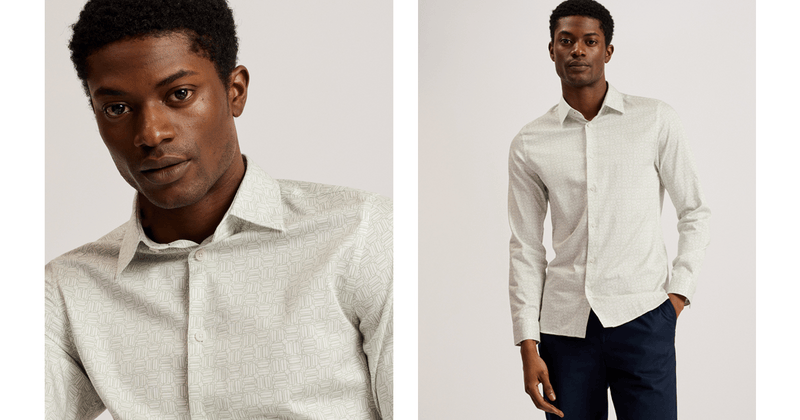 Men | Line Geo Print Shirt | Light Pastel Green