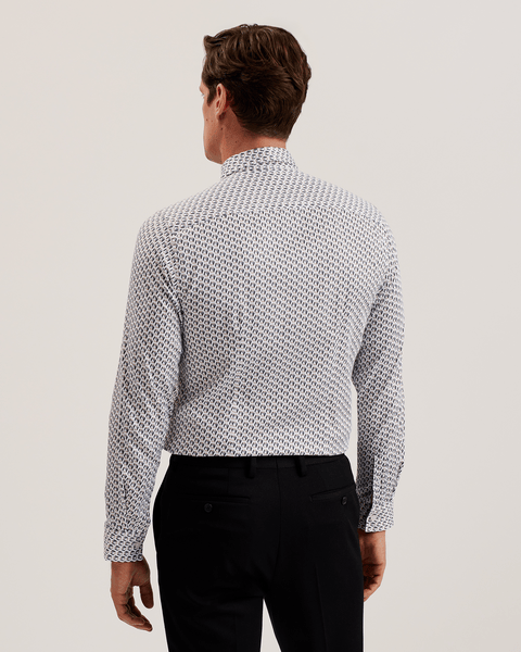 Men | Joshhy Long Sleeve Hex Geo Shirt | White Pastel