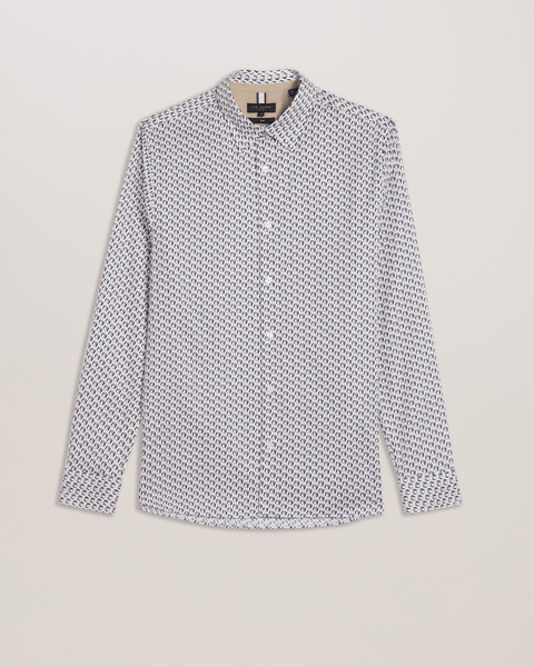 Men | Joshhy Long Sleeve Hex Geo Shirt | White Pastel
