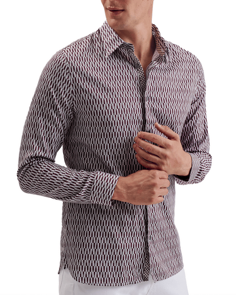 Men | Frestin Long Sleeve Retro Stripe Geo Sh | Red