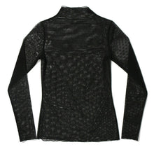 Dotted Tulle Mockneck Top | Black