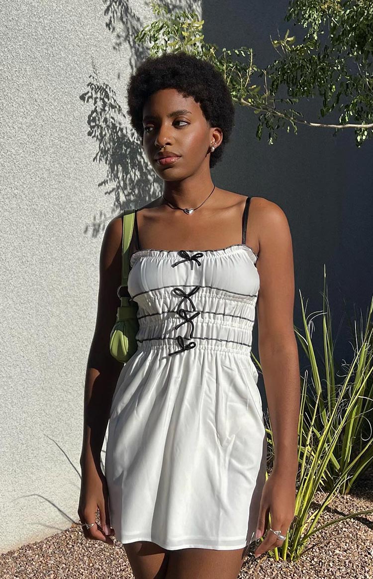 It Girl Bow Mini Dress | White