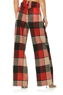 Willis Wide Leg Pant | Red Black Tan Plaid