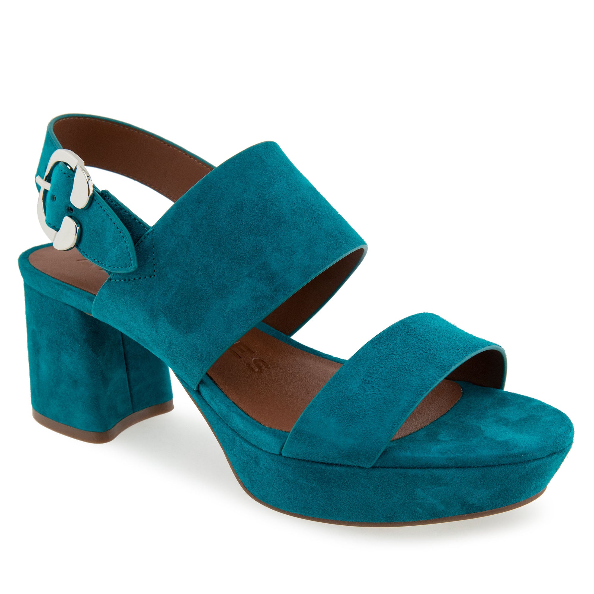 Camera Sandal Platform | Teal Suede