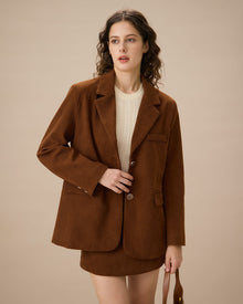 Brown Corduroy Single Breasted Blazer