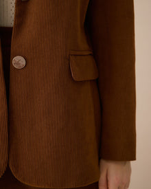 Brown Corduroy Single Breasted Blazer