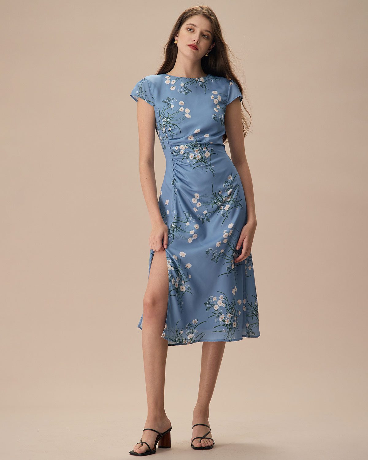 Women's Woven Polyester Midi Dress Dresses - RIHOAS