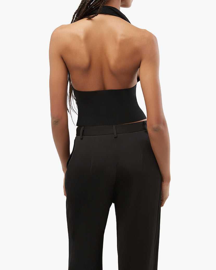 Knit Fine Sweater Halter Top | Black