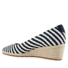 Roma Dress Wedge | Eggnog/Navy Stripe Textured Fabric