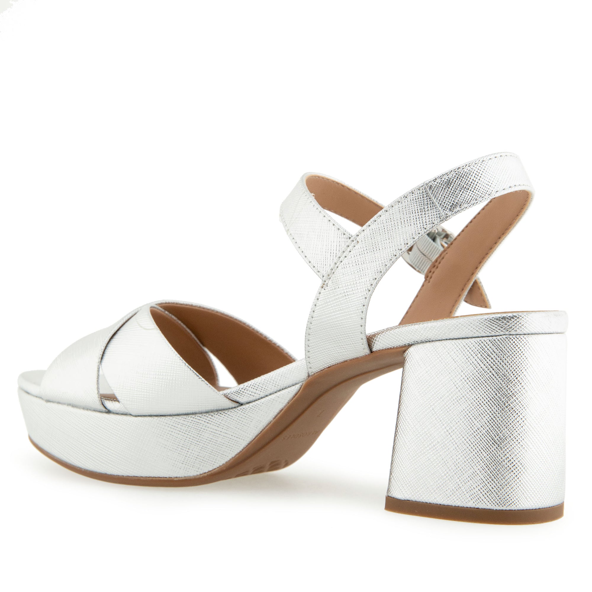 Cosmos Sandal Platform | Silver Metallic Textured Faux Leather