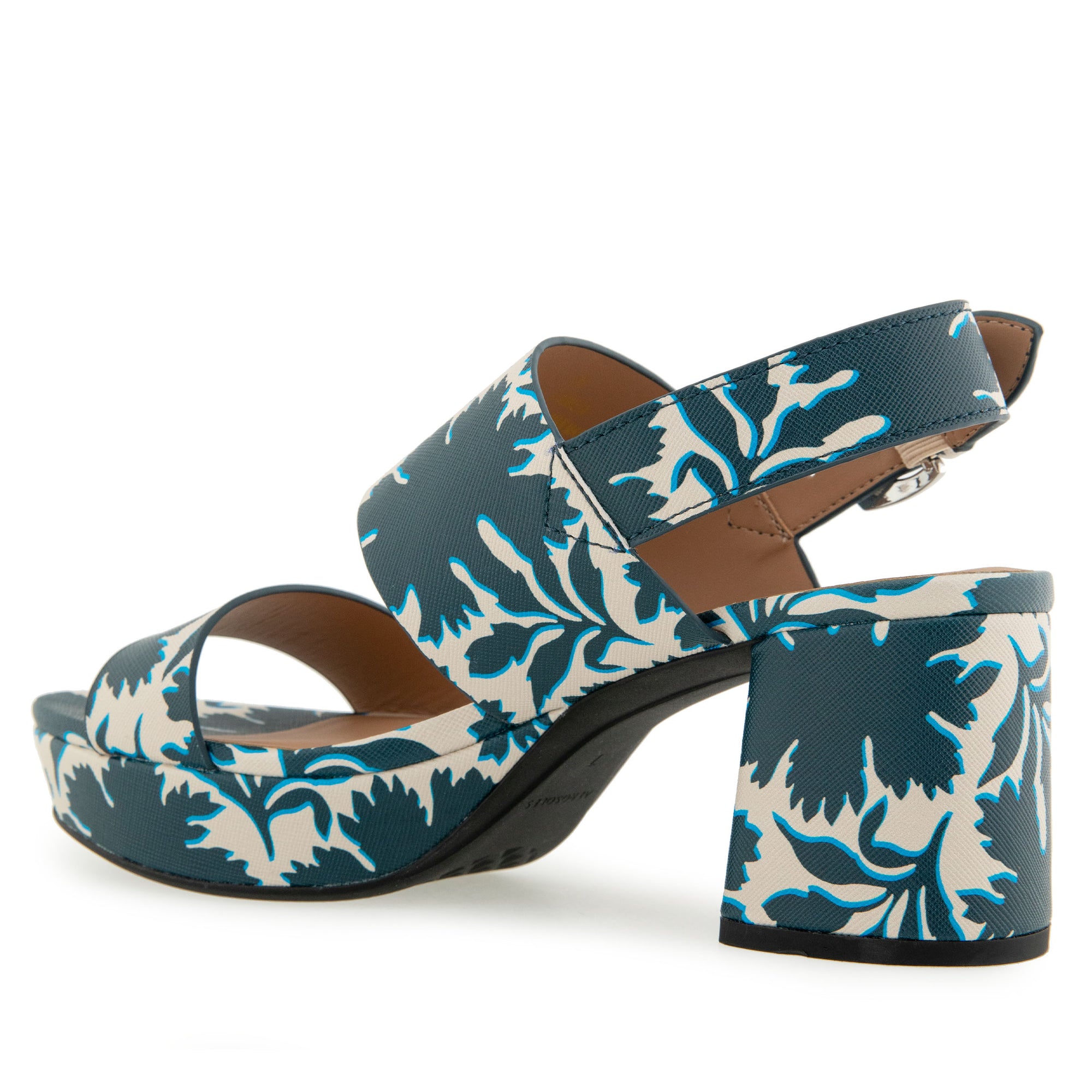 Camilia Sandal Platform | Navy/Eggnog Printed Floral Faux Leather