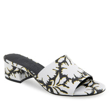 Como Sandal Dress Block Heel | Bright White/Black Printed Floral Faux Leather