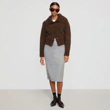 Yulia Back-Slit Suiting Skirt | Heather Grey