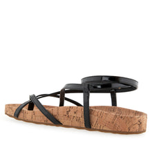 Leera Sandal Footbed | Black Faux Leather/Cork
