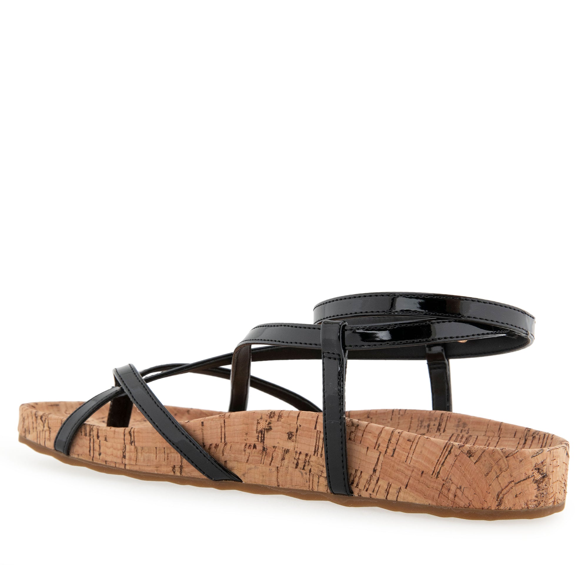 Leera Sandal Footbed | Black Faux Leather/Cork