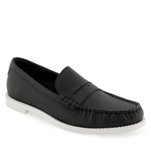 Sienna Tailored Loafer | Black Pebbled Leather