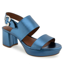 Camera Sandal Platform | Blue Metallic Leather