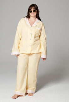 Women's Sun Stripe Long Sleeve Classic Woven Cotton Poplin PJ Set