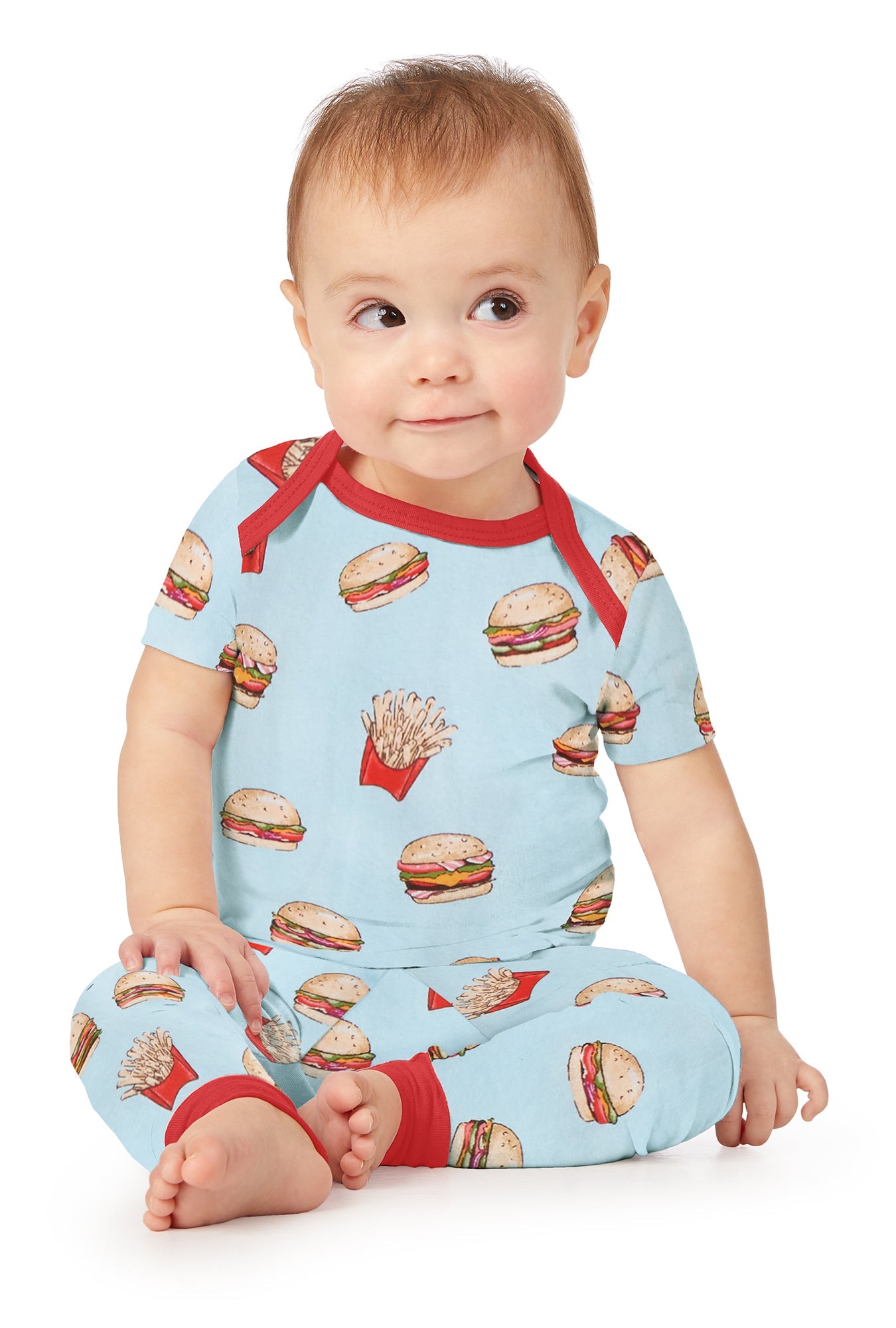 Kids's Burgers and Fries Short Sleeve Stretch Jersey Boo Boo PJ Set
