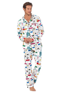 Men's Monopoly Gameboard Men's Long Sleeve Classic Stretch Jersey PJ Set