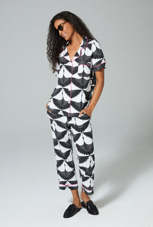 Women's BedHead x Trina Turk Crane Short Sleeve Classic Cropped Stretch Jersey PJ Set