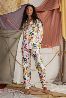 Women's BedHead x Trina Turk Poppy Prep Long Sleeve Classic Woven Cotton Poplin PJ Set