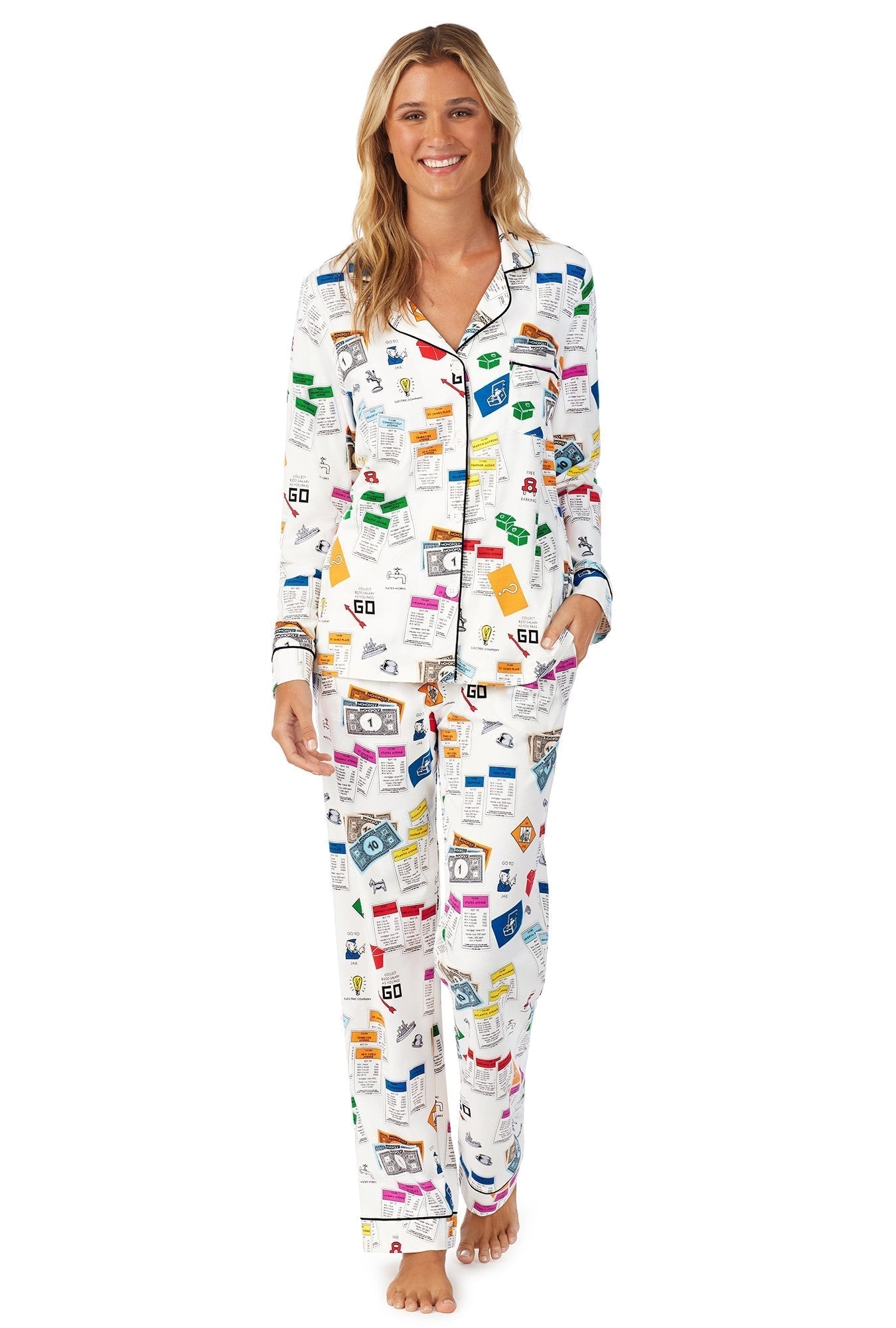 Women's Let's Play Monopoly Long Sleeve Classic Stretch Jersey PJ Set