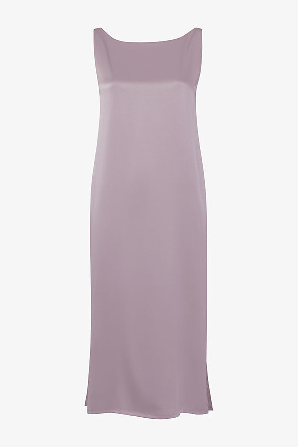 Packshot image of the Bevin Dress - Washable Silk Charmeuse in Wisteria | Still | Exclude | Grid Hover