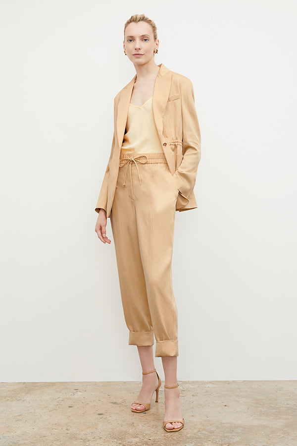 Front image of a woman wearing the Shane Pant - Everyday Twill in Butter | Grid Hover | Exclude
