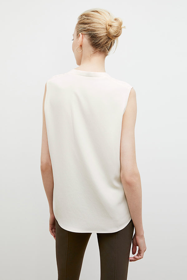 Back image of a woman wearing the Emmy Top in Alabaster | Exclude
