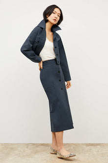 Front image of a woman wearing the Anna Jacket - Better Than Denim in Dusty Indigo | Exclude