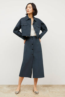 Front image of a woman wearing the Anna Jacket - Better Than Denim in Dusty Indigo | Exclude