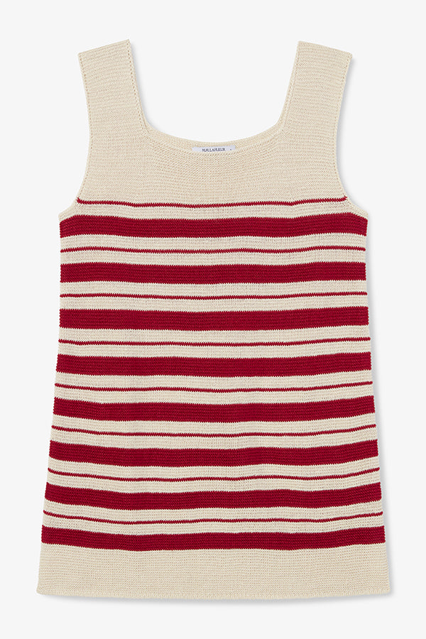 Packshot image of the Adele Tank in Crimson / Ivory | Still | Exclude