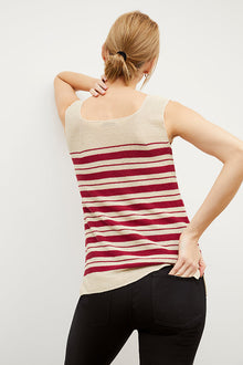 Image of a woman wearing the Adele Tank in Crimson / Ivory | Exclude