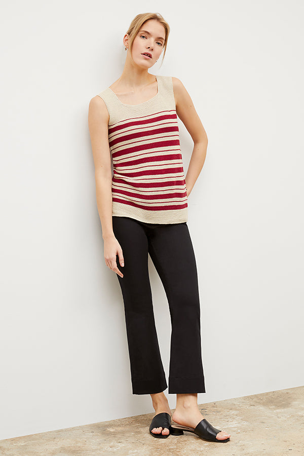 Image of a woman wearing the Adele Tank in Crimson / Ivory | Grid Hover | Exclude